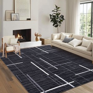 Modern Machine Washable Large Area Rug for Bedroom Minimalist Geometric Carpet Stain Resistant Non Slip Carpet - 1 of 4