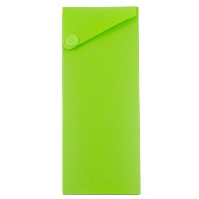 JAM Paper Plastic Sliding Pencil Case Box with Button Snap Lime Green 2166513298