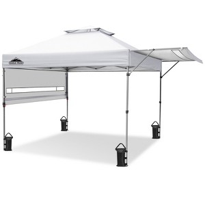 EAGLE PEAK 17x10ft Pop Up Canopy with Awnings, Heavy Duty Instant Beach Sun Shelter with Adjustable Dual Half Awnings, 4 Sandbags - 1 of 4