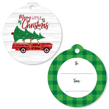 Big Dot of Happiness Merry Little Christmas Tree - Red Car Christmas Party To and From Favor Gift Tags (Set of 20)