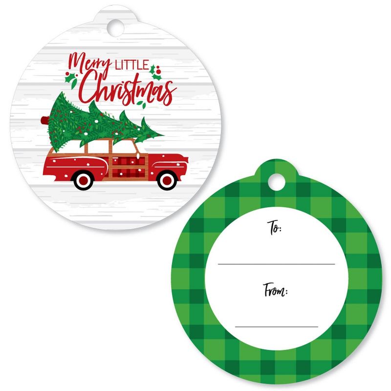 Big Dot of Happiness Merry Little Christmas Tree - Red Car Christmas Party To and From Favor Gift Tags (Set of 20), 1 of 6