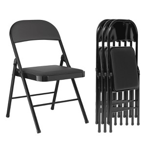 SUGIFT Folding Chairs with Padded Seats Black Foldable Chair for Outdoor & Indoor use (Set of 4) - 1 of 4