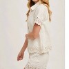 Women's Cotton Embroidered Lace Trimmed Button Shirt - BluIvy - 2 of 4