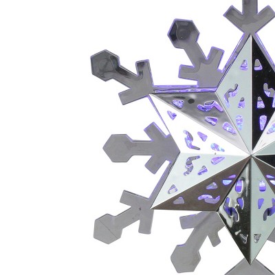 LED Lighted Rotating Silver Snowflake Christmas Tree Topper