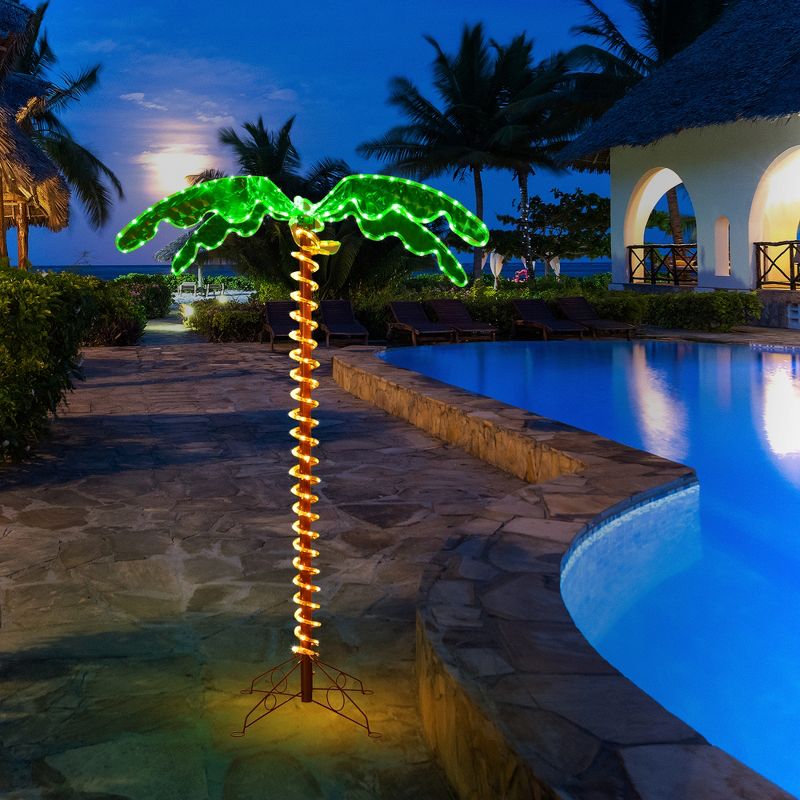 Costway 5ft Pre-lit LED Rope Light Palm Tree Hawaii-Style Holiday Decor w/ 198 LED Lights, 3 of 11