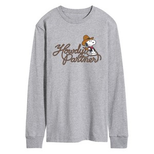 Men's - Peanuts - Howdy Partner Snoopy Long Sleeve Graphic T-Shirt - 1 of 4