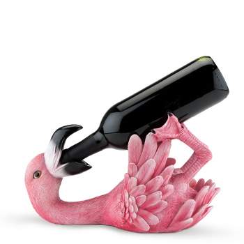 True Flamingo Polyresin Wine Bottle Holder Set of 1, Pink, Holds 1 Standard Wine Bottle, Pink