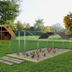 LAOTIES 19×9×6 Ft Large Metal Chicken Coop,Walk In Poultry Run With Waterproof Cover,Heavy Duty Outdoor Hen Cage - 1 of 4