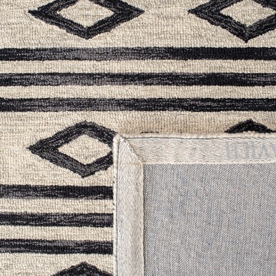 Ivory Charcoal Hand-Tufted Wool Rectangular Rug 4' x 6'