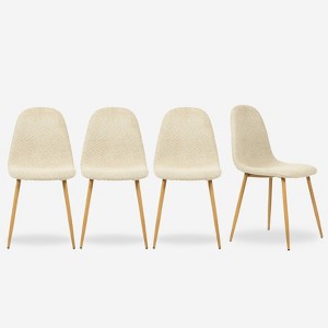 FurnitureR Dining Chairs Set of 4, Chenille Fabric Dining Room Seating, Armless Mid-Back Side Chairs for Kitchen, Living Room, Bedroom, Beige - 1 of 4