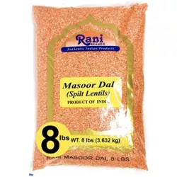 Masoor Dal (Red Split Lentils) - 128oz (8lbs) 3.63kg - Rani Brand Authentic Indian Products