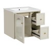 YOOCOZZ 24" Wall Mounted Bathroom Vanity with Ceramic Sink,2 Drawers and 1 Soft-Close Door - 2 of 4