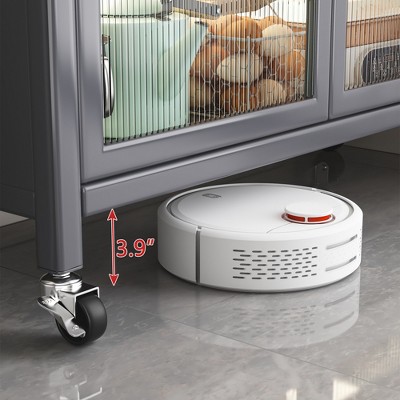 LauKingdom Open-door kitchen shelving Floor-to-ceiling multilevel household microwave storage cabinet bowls side cabinets cabinets Storage cabinets Grey color — фото 5