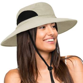 Chris.W Womens Wide Brim Fishing Hat Sun Protection Sunhat Ponytail Summer  Hat with Large Neck Cover Detachable Face Flap For Head Circumference:  21.26 - 22.83 Beige: Buy Online at Best Price in