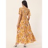 Seta T Women's Floral Short Flutter Sleeve V Neck Smocked High Waist Flowy Maxi Dress - 4 of 4