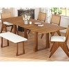 6 PCS Dining Table Set with Bench, Extendable Table with Leaves, Upholstered Rubber Wood Chairs with Wicker Backs and Cushions-Coolbibila - 2 of 4