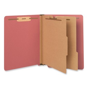 Universal Deluxe Six-Section Pressboard End Tab Classification Folders, 2 Dividers, 6 Fasteners, Letter Size, Bright Red, 10/Box - 1 of 4