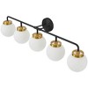 POWLIG 38.98-in 5-Light Black&Gold Bathroom Light Fixtures Over Mirror Vanity Lighting with Milk White Glass Globe Shades - 2 of 4