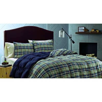 Navy Rugged Plaid Comforter Set (Full/Queen) - Eddie Bauer