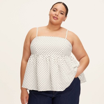 Women's Mini Polka Dot Linen Baby Doll Tank Top - kate spade new york x Target Cream/Black