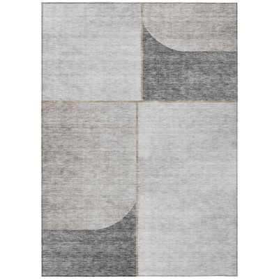 Taupe Beige And Gray Abstract Washable Indoor Outdoor Area Rug