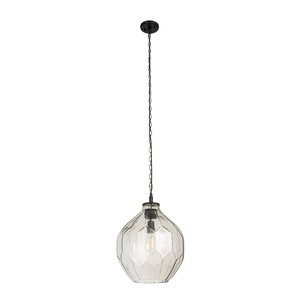 Storied Home Oversized Geometric Glass Ceiling Light Matte Black: Modern Pendant, UL Listed, E26 Socket - 1 of 4