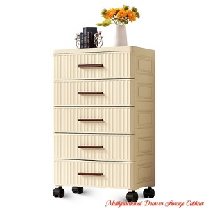 5 Layers Multifunctional Drawer Storage Cabinet Bedside Table Living Room Snack Children's Toys Books Clothes Storage Cabinet - 1 of 4