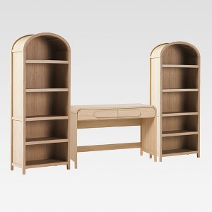 Saracina Home 3pc Modern Writing Desk with 2 Open Arched Bookshelves - 1 of 4