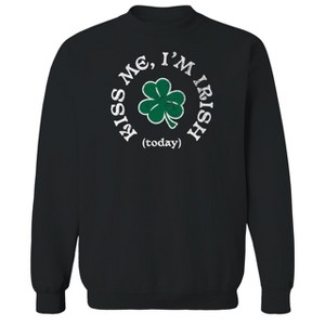 Rerun Island Men's Kiss Me Irish Long Sleeve Graphic Cotton Sweatshirt - 1 of 1