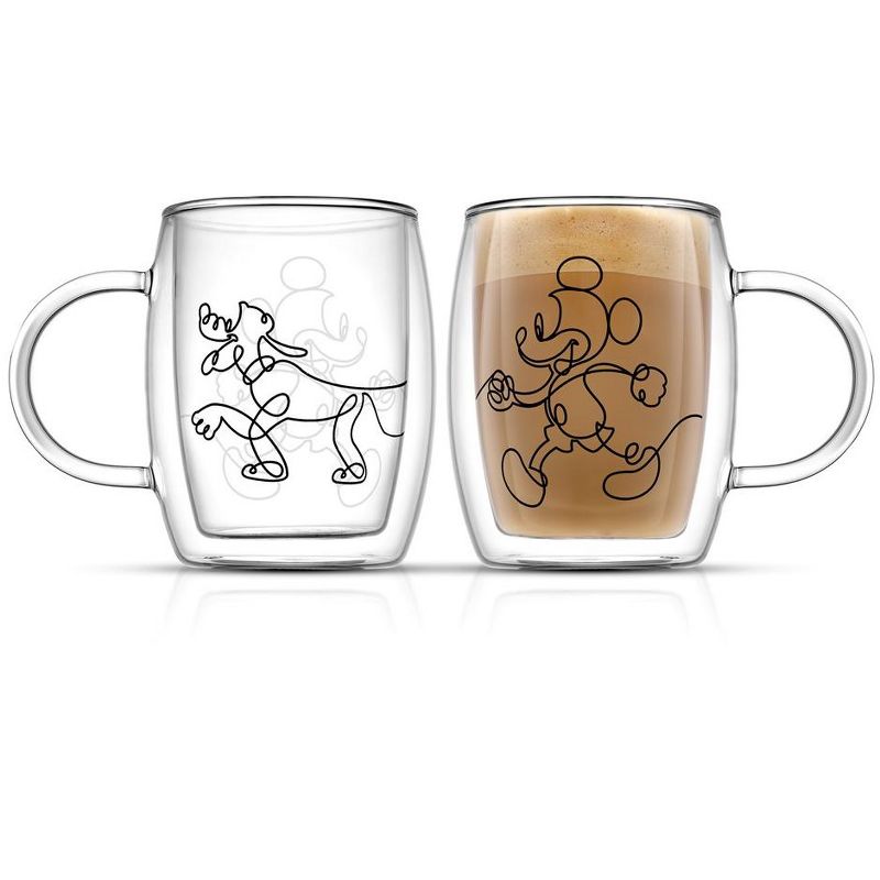 JoyJolt Disney Mickey and Pluto Glass Mugs - Set of 2 Double Wall  Tea Glass Coffee Cups - 13.5 oz, 2 of 9