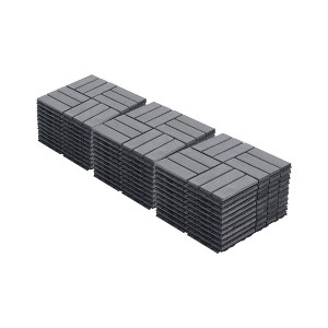 GlasFlength Carpet Tiles 30 Pack 12" Acacia Hardwood Interlocking Deck Tiles Checker Outdoor Flooring for Patio Balcony Poolside, Gray, 12"*12"*0.75" - 1 of 4