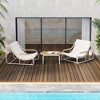 Whisen Patio Chaise Lounge Chairs Set of 3, Pool Lounge Chair with Acacia Side Table - 2 of 4