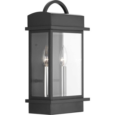 Antique Bronze 15.25" Steel Lantern with Beveled Glass