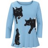Collections Etc Curious Kitten Trio Sequin Accents 3/4 Length Sleeve Top - 3 of 4