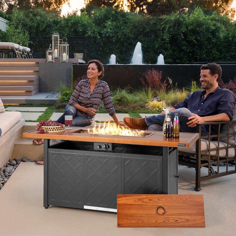 Costway 57'' Rectangular Propane Gas Fire Pit 50,000 Btu Heater Outdoor Table Brown, 5 of 11