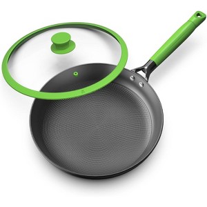 imarku Cast iron honeycomb non stick frying pan 12 inch green electric wood handle with pot cover - 1 of 4