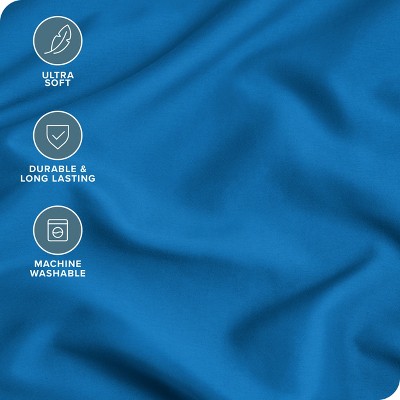 King Size Medium Blue Hypoallergenic Cotton Polyester Pillowcase Set