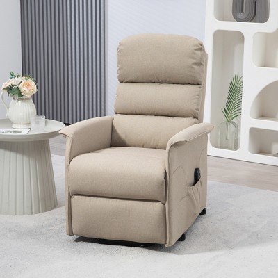 Beige Linen Power Lift Recliner Chair with Metal Frame