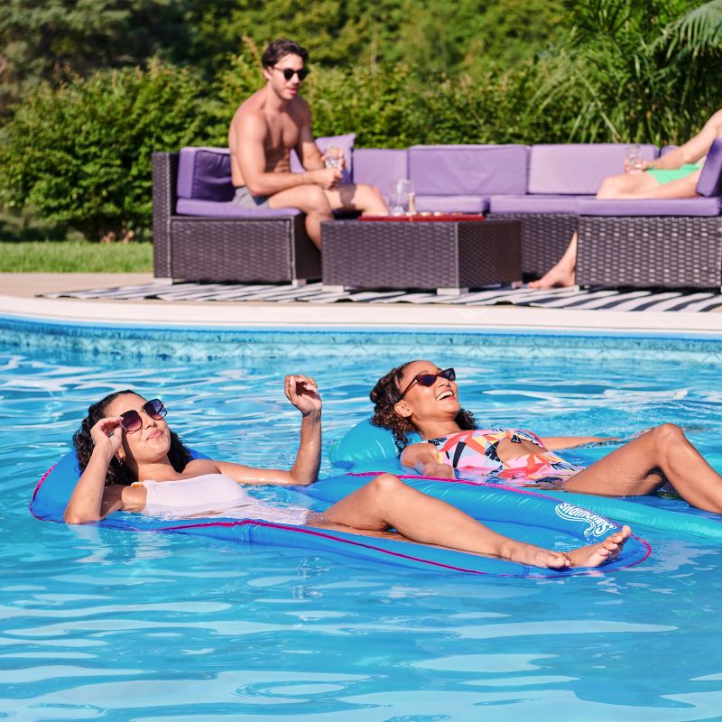 SwimWays Spring Float Inflatable Pool Lounger with Hyper-Flate Valve Blue, 4 of 15