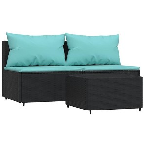 vidaXL Patio Lounge Set Black PE rattan, powder-coated steel, tempered glass - 1 of 4