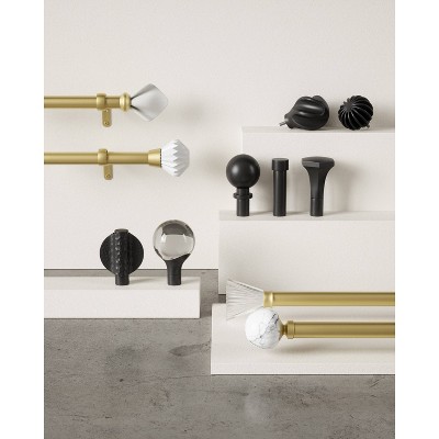 Matte Black Adjustable Steel Curtain Rod with Pleated Finial