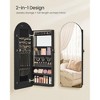 SONGMICS Wide Jewelry Organizer, LED Jewelry Cabinet Wall/Door Mounted, Arched Mirror with Storage, Lockable, Rounded Corner, Interior Mirror - 3 of 4