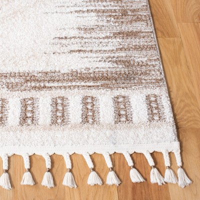 Ivory Diamond Shag 5' x 7' Braided Edge Synthetic Area Rug