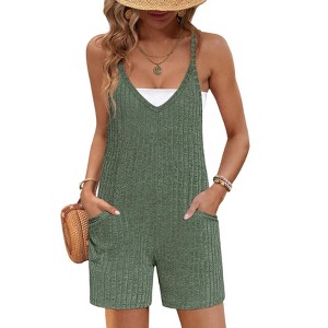 green emerald velvet dress Women Front Pockets Sleeveless Overall Dress – Charming Charlie main image 1