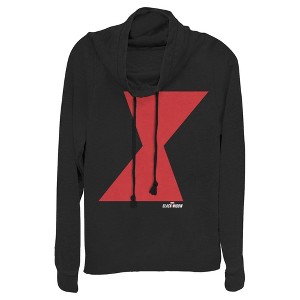 Juniors Womens Marvel Black Widow Bold Hourglass Cowl Neck Sweatshirt - 1 of 3