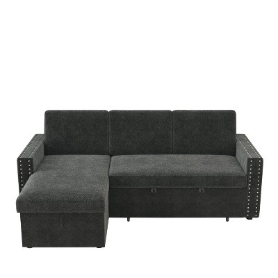 TiramisuBest 85 Inches Sofa Bed, Modular Sectional Sofa with Storage, Sideboard Buffet Style Design for Living Room