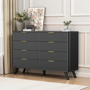 Belord 8 Drawer Double Dresser for Bedroom, Modern Wooden Dresser Chest with Golden Handles for Living Room and Entryway - 1 of 4