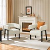 Yaheetech Set of 2 Corduroy Barrel Accent Chairs with Solid Wood Legs, Pocket Coiled Seat for Living Room, Bedroom, Beige - 2 of 4