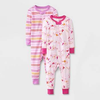 Baby Girls' 4pc Dinosaur & Striped Union Suits - Cat & Jack™ Pink