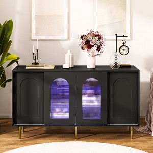 55'' Sideboard Buffet Cabinet, Coffee Bar Cabinet with Glass Door, Kitchen Pantry Cabinet,  Modern Cupboard for Kitchen Living Room Entryway - 1 of 4